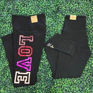 PINK Victorias Secret Bundle of 2 High Waist Full Length Leggings Small New